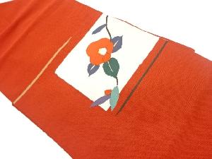 色紙に椿模様織出し名古屋帯